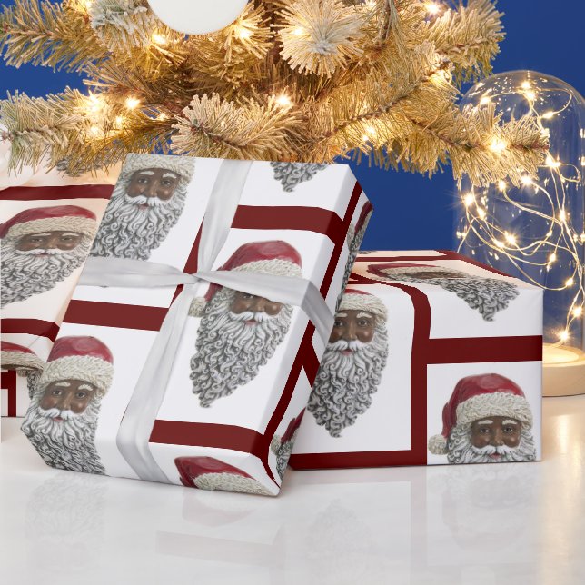 Papel De Regalo Regalo de los Navidades jefes de Santa Claus, afro (Vacaciones)