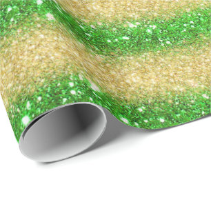 Papel De Regalo Regalo de lujo popular Purpurina de oro verde