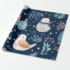 Papel De Regalo Regalo de muñeco de nieve azul adorable