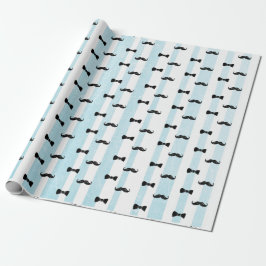 Papel De Regalo Regalo de Mustache y Bow Tie Blue and White Strift