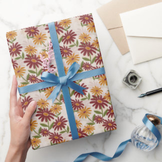 Papel De Regalo Regalo de Naranja de otoño y flores de cimarrón