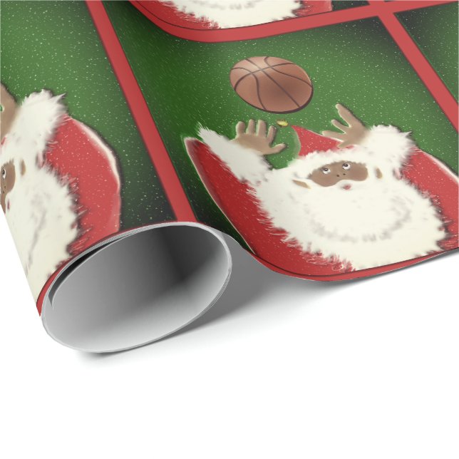 Papel De Regalo Regalo de Navidad de baloncesto (Esquina del rollo)