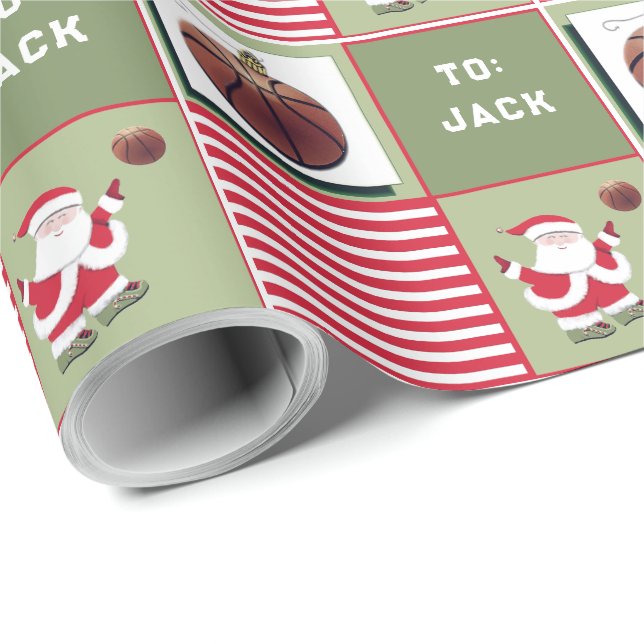 Papel De Regalo Regalo de Navidad de Baloncesto (Esquina del rollo)