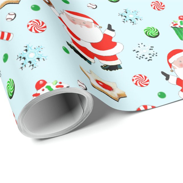 Papel De Regalo Regalo de Navidad de béisbol (Esquina del rollo)