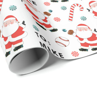 Papel De Regalo Regalo de Navidad de béisbol personalizado