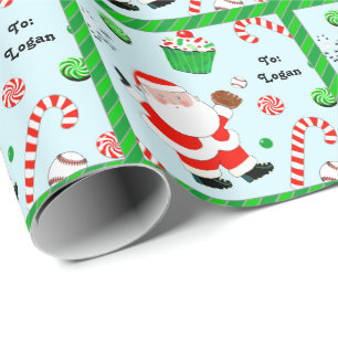Papel De Regalo Regalo de Navidad de béisbol personalizado
