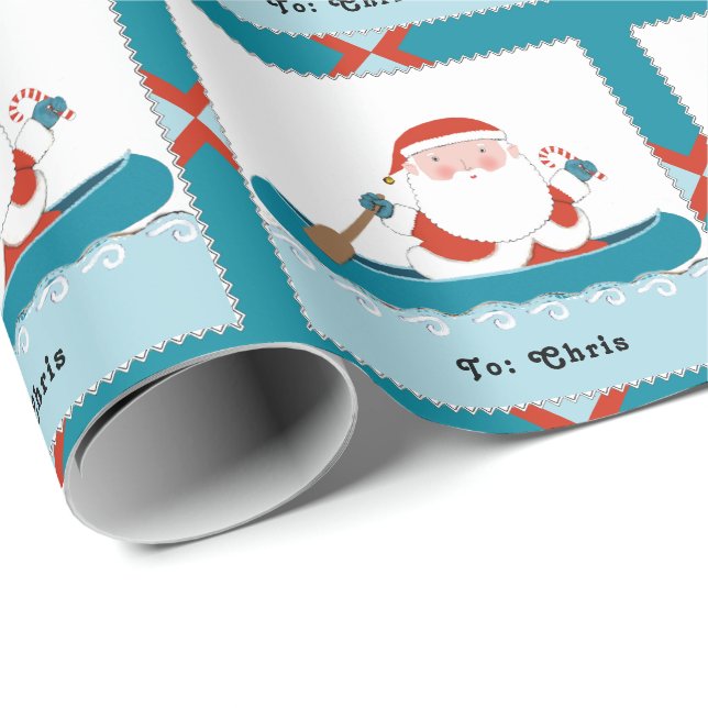 Papel De Regalo Regalo de Navidad de Canoa de Camping (Esquina del rollo)