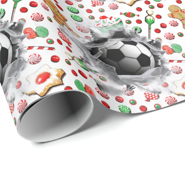 Papel De Regalo Regalo de Navidad de fútbol (Esquina del rollo)