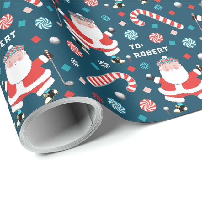 Papel De Regalo Regalo de Navidad de golf (Esquina del rollo)