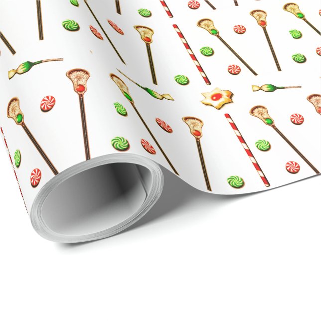 Papel De Regalo Regalo de Navidad de Lacrosse (Esquina del rollo)