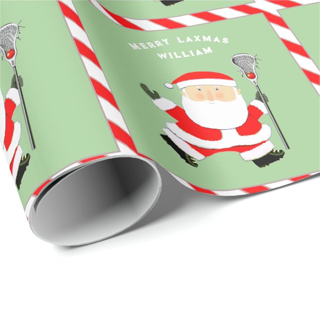 Papel De Regalo Regalo de Navidad de Lacrosse Personalizado (Esquina del rollo)