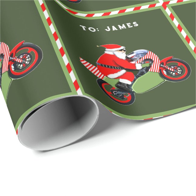 Papel De Regalo Regalo de Navidad de Motocicleta (Esquina del rollo)