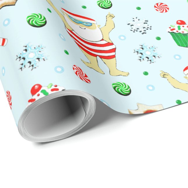 Papel De Regalo Regalo de Navidad de natación (Esquina del rollo)