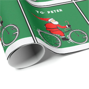 Papel De Regalo Regalo de Navidad de Santa en bicicleta