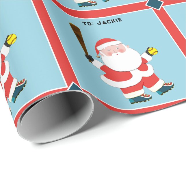 Papel De Regalo Regalo de Navidad de sóftbol (Esquina del rollo)