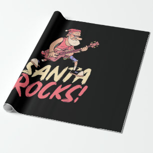 Papel De Regalo Regalo de Navidad   Guitarra Santa Rocks