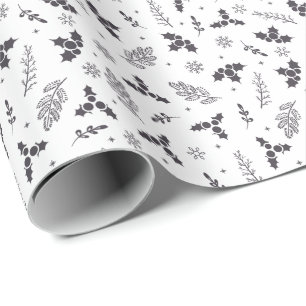 Papel De Regalo Regalo de Navidad moderno y elegante de botánicos