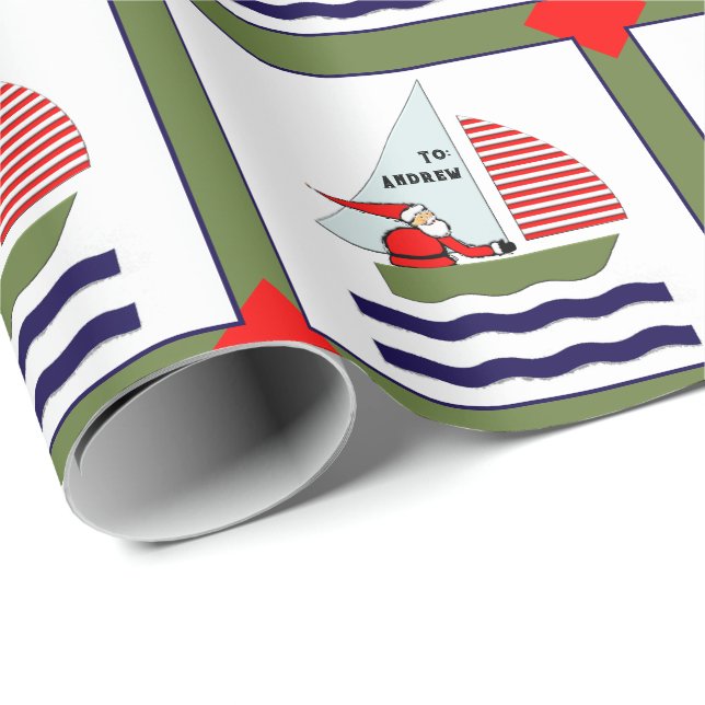 Papel De Regalo Regalo de Navidad Náutico (Esquina del rollo)