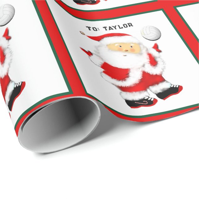 Papel De Regalo Regalo de Navidad personalizado de voleibol (Esquina del rollo)