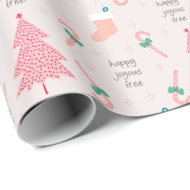Papel De Regalo Regalo de Navidad Sobriedad Rosa Pastel