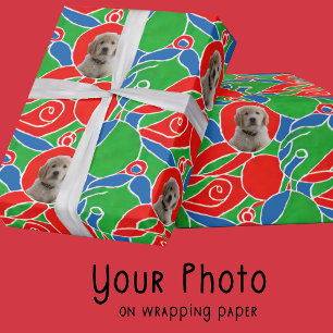 Papel De Regalo Regalo de Navidad Verde Rojo Azul Amantes de Perro