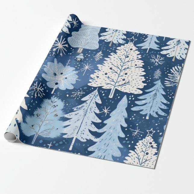 Papel De Regalo Regalo de Navidades azules y blancos (Desenrollado)