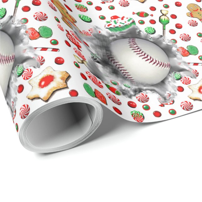 Papel De Regalo Regalo de Navidades de béisbol (Esquina del rollo)