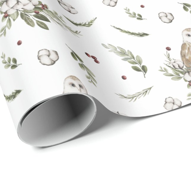 Papel De Regalo Regalo de Navidades de búhos rusos (Esquina del rollo)