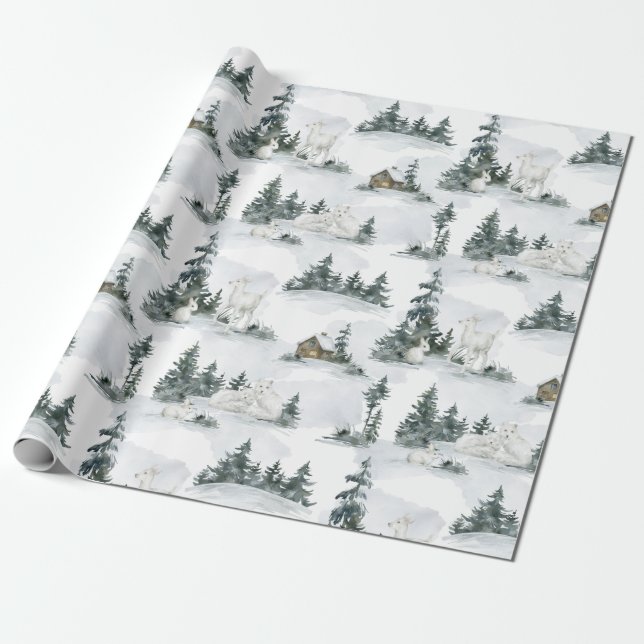 Papel De Regalo Regalo de Navidades de cabinas de animales de la s (Desenrollado)