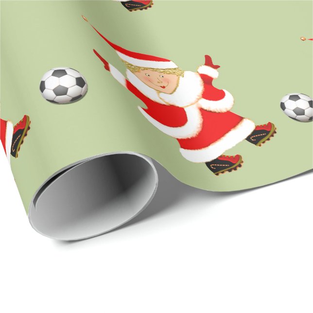 Papel De Regalo Regalo de Navidades de fútbol chicas (Esquina del rollo)