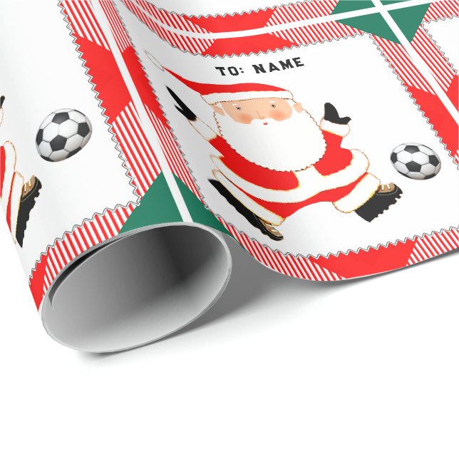 Papel De Regalo Regalo de Navidades de fútbol personalizados (Esquina del rollo)