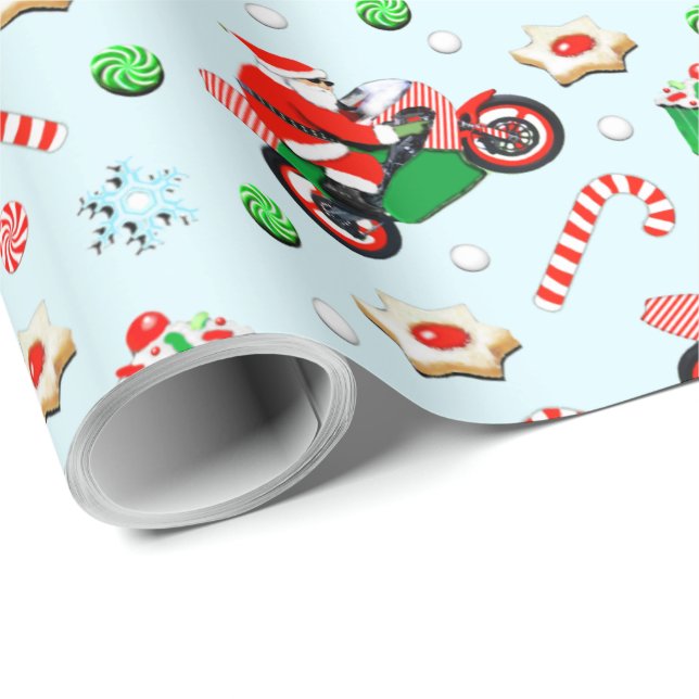 Papel De Regalo Regalo de Navidades de motocicleta (Esquina del rollo)