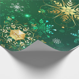 Papel De Regalo Regalo de Navidades de Nochebuena verde de oro par