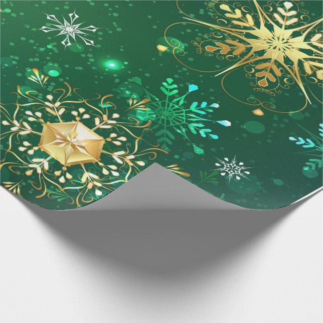 Papel De Regalo Regalo de Navidades de Nochebuena verde de oro par (Esquina)