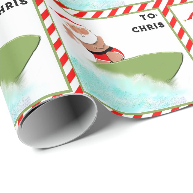 Papel De Regalo Regalo de Navidades de surf personalizados (Esquina del rollo)