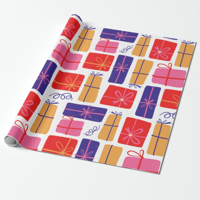Papel De Regalo regalo de Navidades de vacaciones ilustrados (Desenrollado)