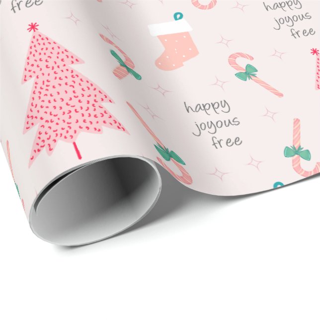 Papel De Regalo Regalo de Navidades Pastel Rosa Sobriety (Esquina del rollo)