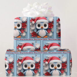 Papel De Regalo Regalo de Navidades pingüinos con nombre personali