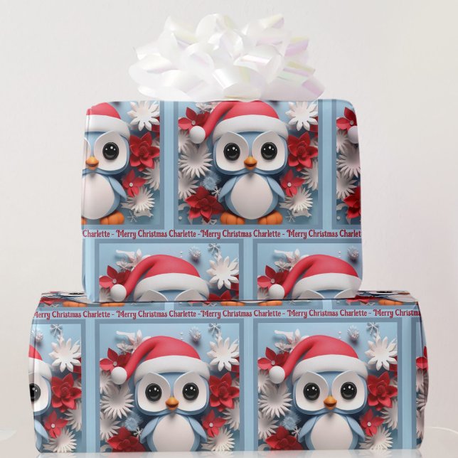 Papel De Regalo Regalo de Navidades pingüinos con nombre personali (Subido por el creador)