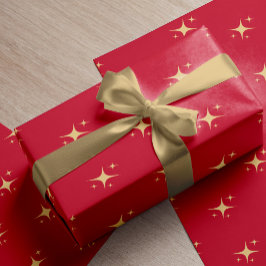 Papel De Regalo Regalo de Navidades rojos de estrellas de oro mode