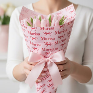 Papel De Regalo Regalo de nombre con lazo rosa personalizado