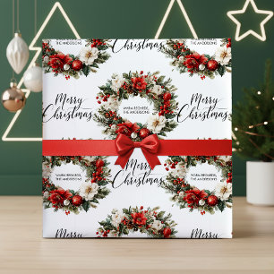 Papel De Regalo Regalo de nombre de familia de corona de Navidad a
