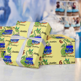 Papel De Regalo Regalo de nombre personalizado de Dragon Happy Bir
