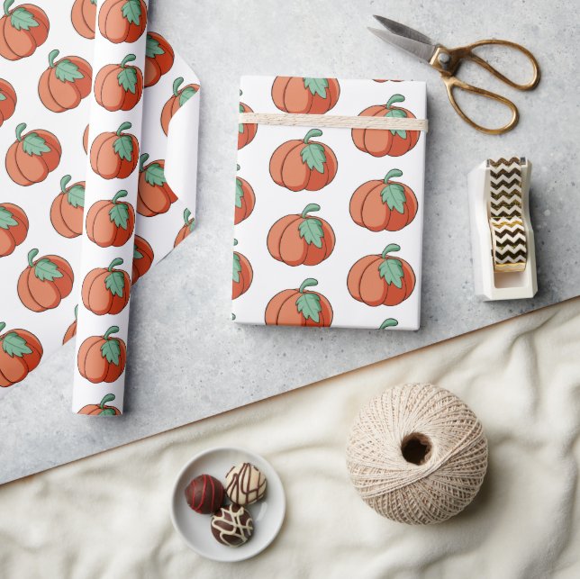 Papel De Regalo Regalo de parche de calabaza para naranja otoño (Artesanía)