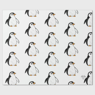 Papel De Regalo Regalo de patrón caprichoso adorable de pingüino g