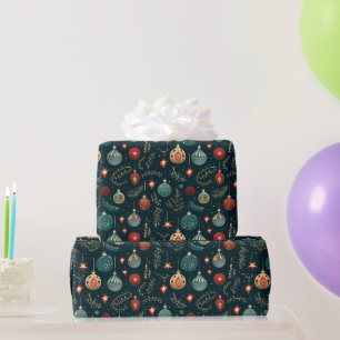 Papel De Regalo Regalo de patrón de adornos navideños oscuros fest