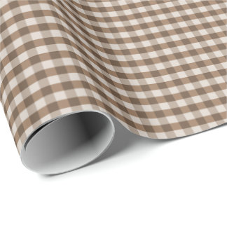 Papel De Regalo Regalo de patrón de cuadros gingham marrón y crema