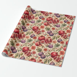 Papel De Regalo Regalo de patrón de fruta de acuarela de higo gran