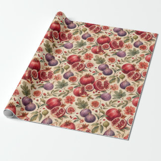 Papel De Regalo Regalo de patrón de fruta de acuarela de higo gran
