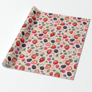 Papel De Regalo Regalo de patrón de frutas de acuarela de bayas mi